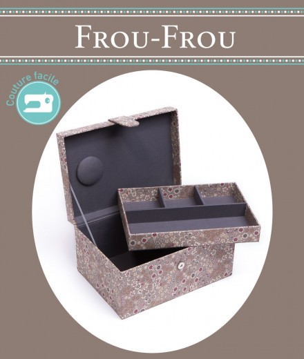 CAJA DE COSTURA FORRADA FLORES PEQ. GRIS 24.5X17.5